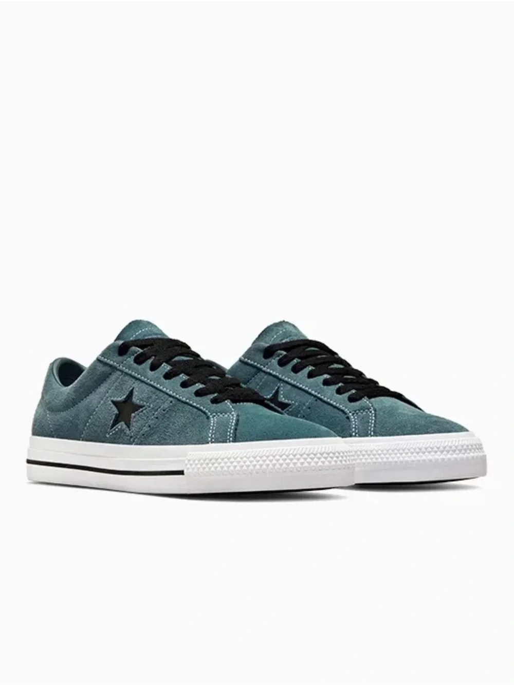 Converse Kids Teal Suede One Star Sneakers with Black Star - Picture 11 of 14